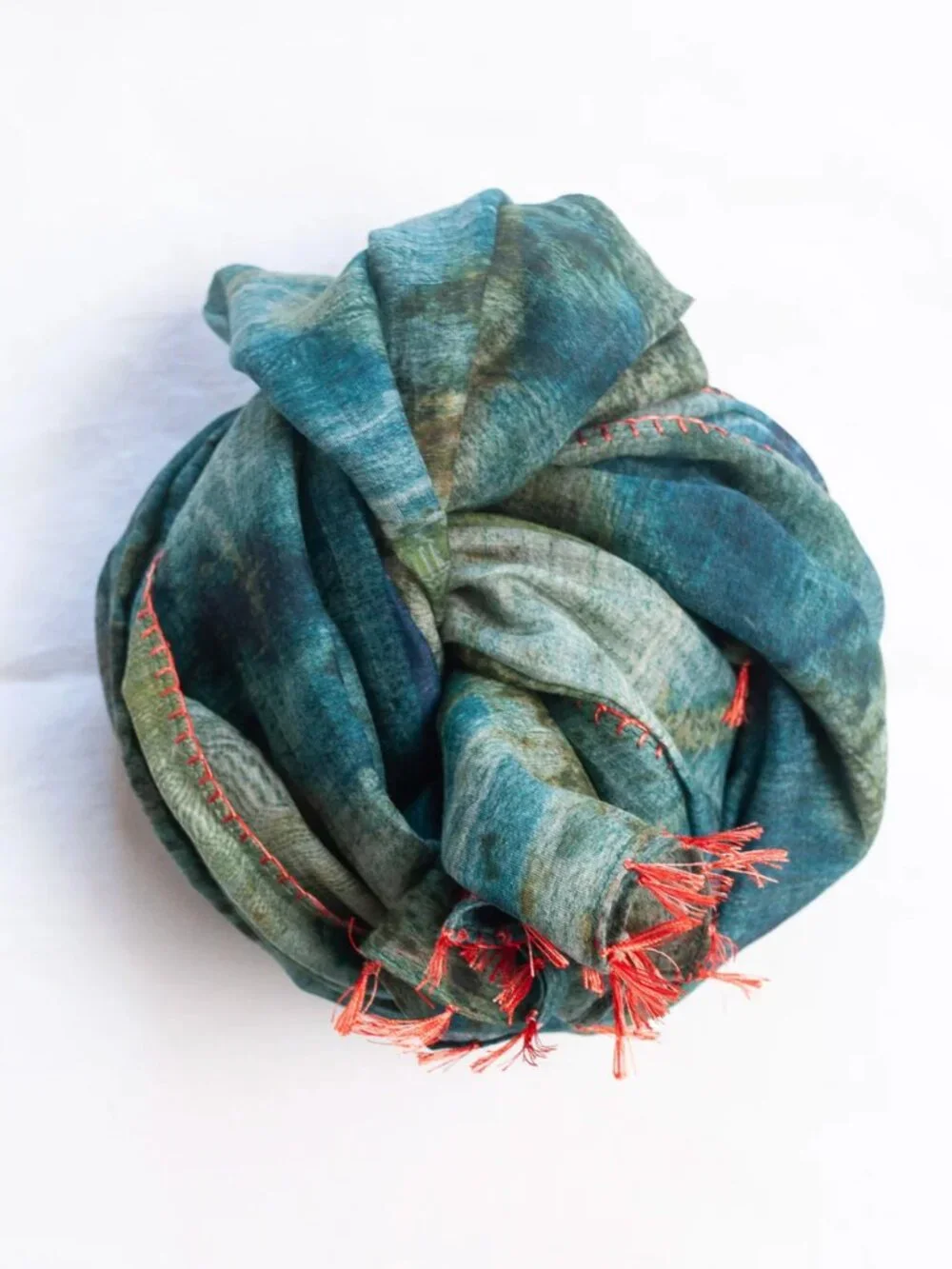 Neeru Kumar cotton and silk scarf - blues